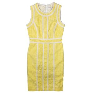 Calvin Klein Yellow Lace‎ Dress Womens 4 Career Party Cocktail Wedding Guest